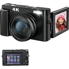 4K Vlogging Camera with SD Card, 48MP Digita and 2 Rechargeable Batteries