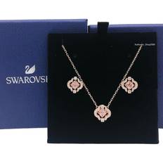 Swarovski Jewelry Sets Swarovski rose gold sparkling pink clover necklace earrings set 5516488