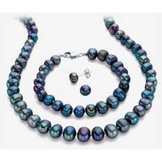 Jewelry Sets Palmbeach jewelry silvertone genuine cultured blue pearl jewelry set 18"