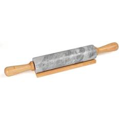 Rolling Pins Creative Home 18 L Deluxe Natural Marble Stone with Wood Handles & Rolling Pin