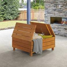 Outdoor storage coffee table Alaterre Furniture Barton Outdoor Eucalyptus Wood Coffee Table