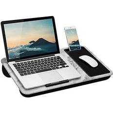 LapGear Home Office Desk with Device Ledge, Mouse Pad, and Phone Holder White Marble Fits Up To 15.6 Inch Laptops style No. 91501