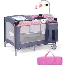 Home Safety Costway Foldable 2 Color Baby Crib Playpen Playard