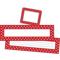 Barker Creek 81pc Red and White Dot Nametag and Name Plate Set