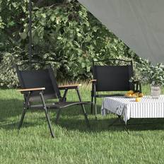 vidaXL black, 54 x 43 x 59 cm 2x Camping Chairs Oxford Fabric Multi Colours 54x43x59 cm/54x55x78 cm