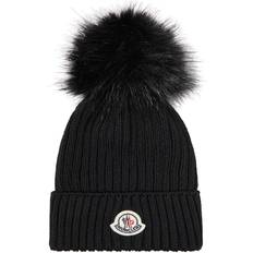 Accessories Children's Clothing Moncler Wool Beanie With Pom Pom - Black