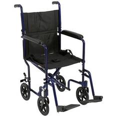 Health Drive Medical Aluminum Transport Chair, 19' Blue