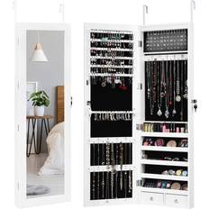 Costway Mounted Mirror Jewelry Cabinet Organizer with LED Light