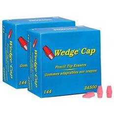 Dixon Wedge Pencil Cap Erasers, Pink, PK288, 288PK