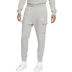 Gray Clothing Nike Sportswear Club Fleece Cargo Trousers - Dark Grey Heather/Matte Silver/White