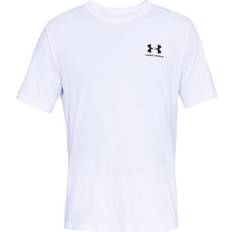 Herren - Polyester T-Shirts Under Armour Men's Sportstyle Left Chest Short Sleeve Shirt - White/Black