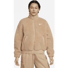 Nike swoosh jacket Nike Sportswear Swoosh Plush Jacket Hemp/White Beige