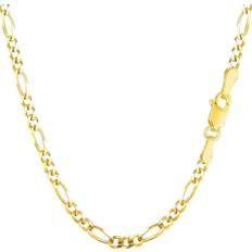10k yellow solid gold figaro chain bracelet, 3.0mm, 7"