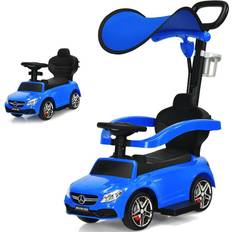 Costway Toys Costway 3-In-1 Ride-On Push Car Mercedes Benz Toddler Stroller Sliding Car in Blue, Blues