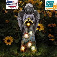 Voveexy angel garden figurine garden statue wi...