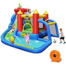 Costway Jumping Toys Costway Inflatable Bouncer Water Climb Slide Bounce House Splash Pool w/ Blower