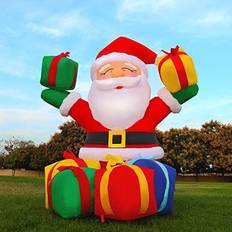 Party Decorations GOOSH Inflatable santa claus with led lights present boxes for christmas 6.2ft