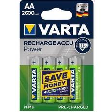 Batterier - Oppladbare standardbatterier Batterier & Ladere Varta AA Recharge Accu Power 2600mAh 4-pack