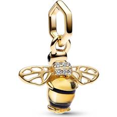 Golden Charms & Anhänger Pandora Sparkling Bee Dangle Charm - Gold/Black/Transparent