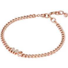 Michael Kors Sterling Silver Curb Link Bracelet Rose Gold Tone One