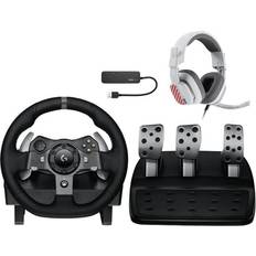 Game Controllers Logitech G920 Driving Force Racing Wheel with Floor Pedals with Headset Bundle