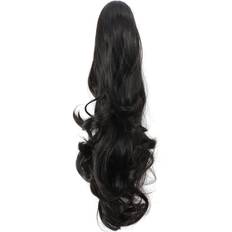 Black Clip-On Extensions OneDor 20" Curly Synthetic Clip In Claw Drawstring Ponytail