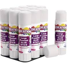 Colorations Premium Washable White Glue Sticks in a Tray Set of 12, 0.88 oz Each