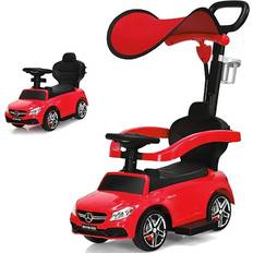 Costway Ride-On Toys Costway 3-In-1 Ride-On Push Car Mercedes Benz Toddler Stroller Sliding Car in Red