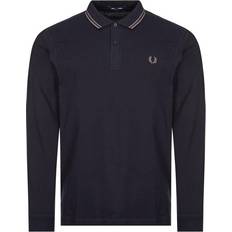 Fred Perry Twin Tipped Long Sleeve Polo Shirt- Navy/Gunmetal