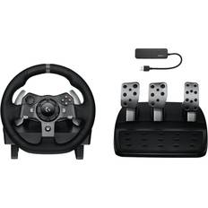 Game Controllers Logitech G920 Driving Force Racing Wheel with Floor Pedals and 4-Port USB Hub