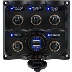 Curtain Switches Sea-Dog water resistant toggle switch panel w/usb power socket 5. [424617-1]