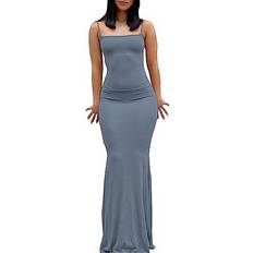 Woxlica Casual Lounge Slip Long Dress - Blue