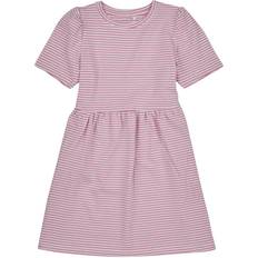 Lila Kleider Name It Girl's Nmffann Striped Short Sleeves Dress - Smoky Grape