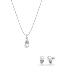 Smykkesett Smykkekæden Hjerte Sterling Sølv med Perle