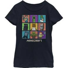 Microsoft Girl Minecraft Character Boxes Graphic Tee Navy Blue