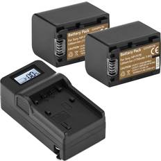 Extreme Green 2x NP-FV70 Batteries, Bundle w/Compact Smart Charger,Charger Plate