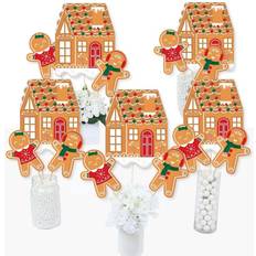 Confetti Big Dot of Happiness Gingerbread christmas holiday party centerpiece sticks-table toppers-set 15