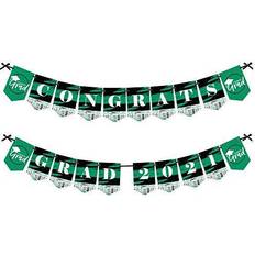 Big Dot of Happiness Green Graduation Bunting Banner Party Decorations Congrats Grad 2023