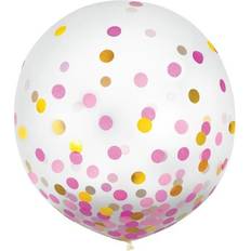 Amscan latex confetti balloons, pink gold 24' pack of 2