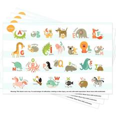 NiBaby Animal Alphabet Educational Disposable Placemat for Kids 40-pack