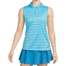 Nike Dri-FIT Victory Women's Striped Sleeveless Golf Polo - Baltic Blue/Black