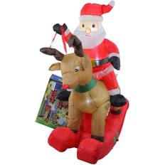 Led reindeer outdoor Northlight Seasonal Inflatable Rocking Reindeer Santa Christmas Lamp