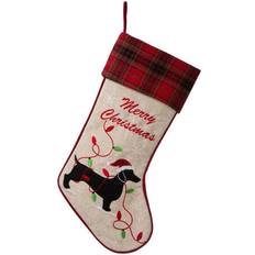 White Stockings GlitzHome 21" Dachshund Fabric Christmas Stocking