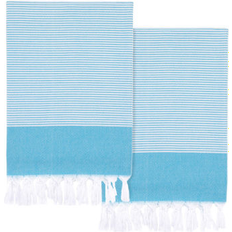 Valance Sheets on sale Authentic Hotel and Spa Textiles Elegant Thin Stripe Pack 2 Aegean Beach Valance Sheet Turquoise