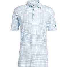 adidas Men's Ultimate365 Allover Print Primegreen Polo Shirt - White/Sonic Aqua