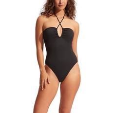 Seafolly Halter Maillot One-Piece Swimsuit BLACK AU 4 US