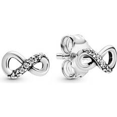 Silver Earrings Pandora Sparkling Infinity Stud Earrings - Silver/Transparent