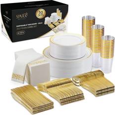 Munfix 600 Piece Gold Dinnerware Set - 100, Gold