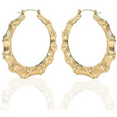 Bamboo Gold Plated Hoop Earrings