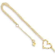 Gold Anklets Finest Gold 14k double strand heart 9" anklet with 1" extension
